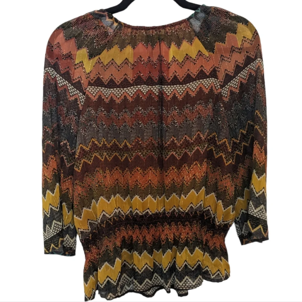 Rafaella Petite Patterned Boho Blouse Size LP - Picture 2 of 9